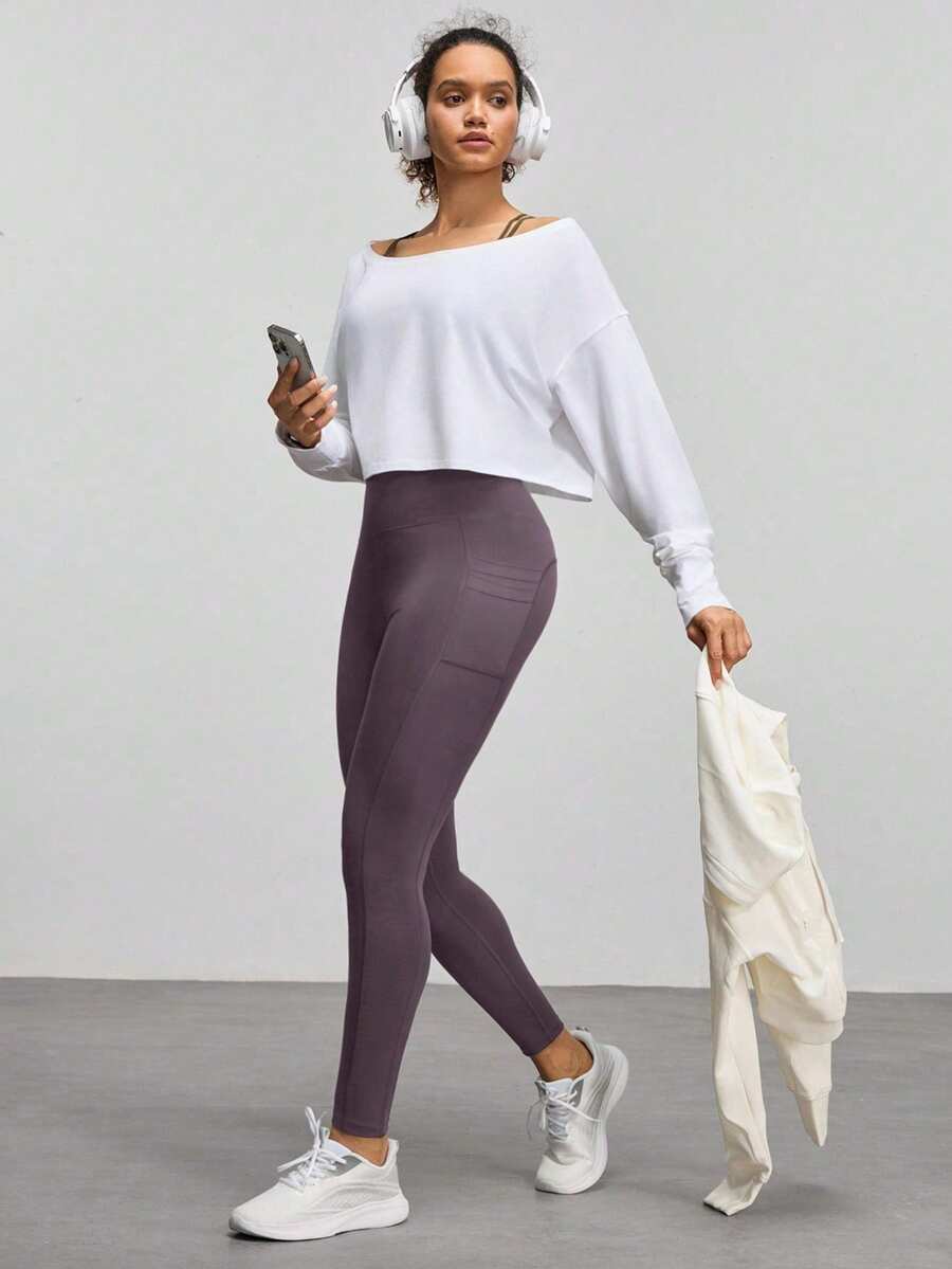 Legging Fitness Feminina com Bolso e Cintura Alta para Yoga
