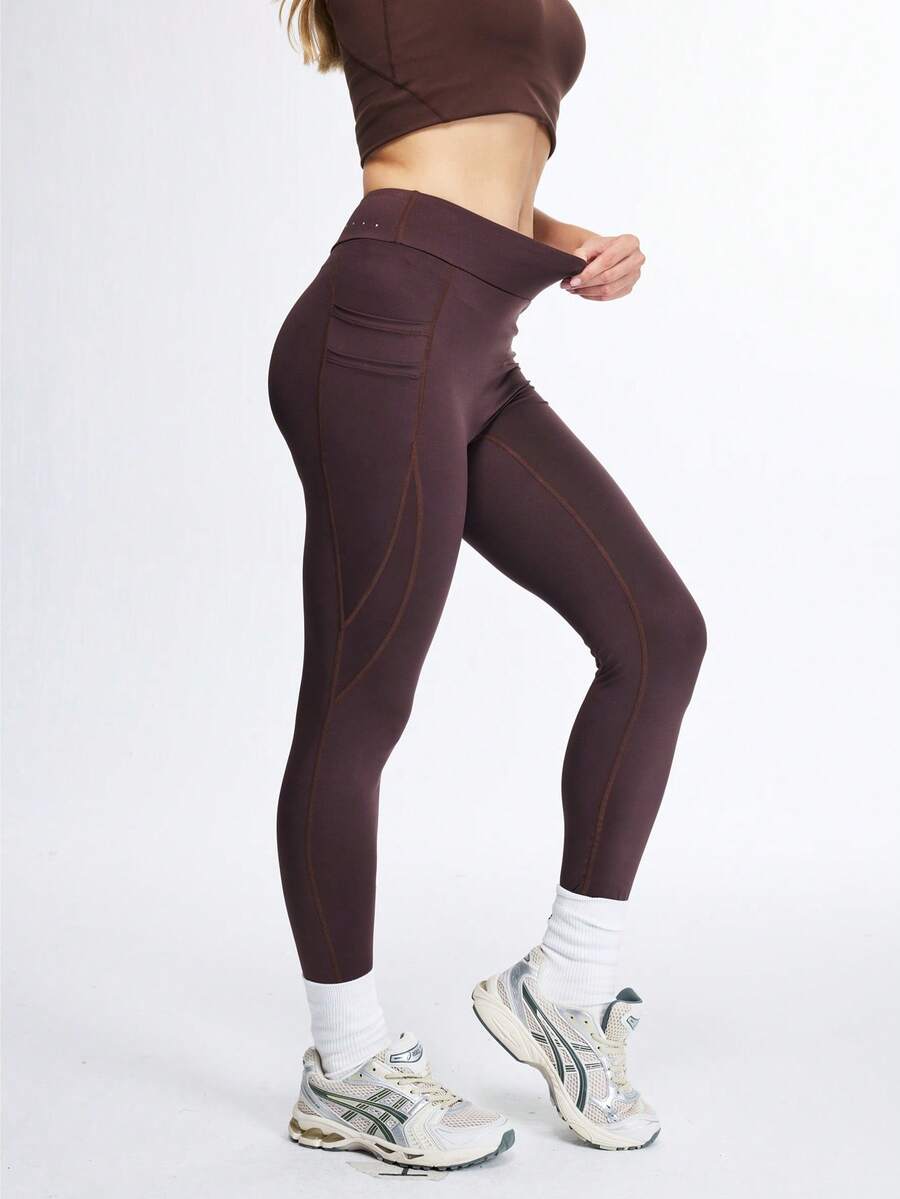 Legging Fitness Feminina com Bolso e Cintura Alta para Yoga