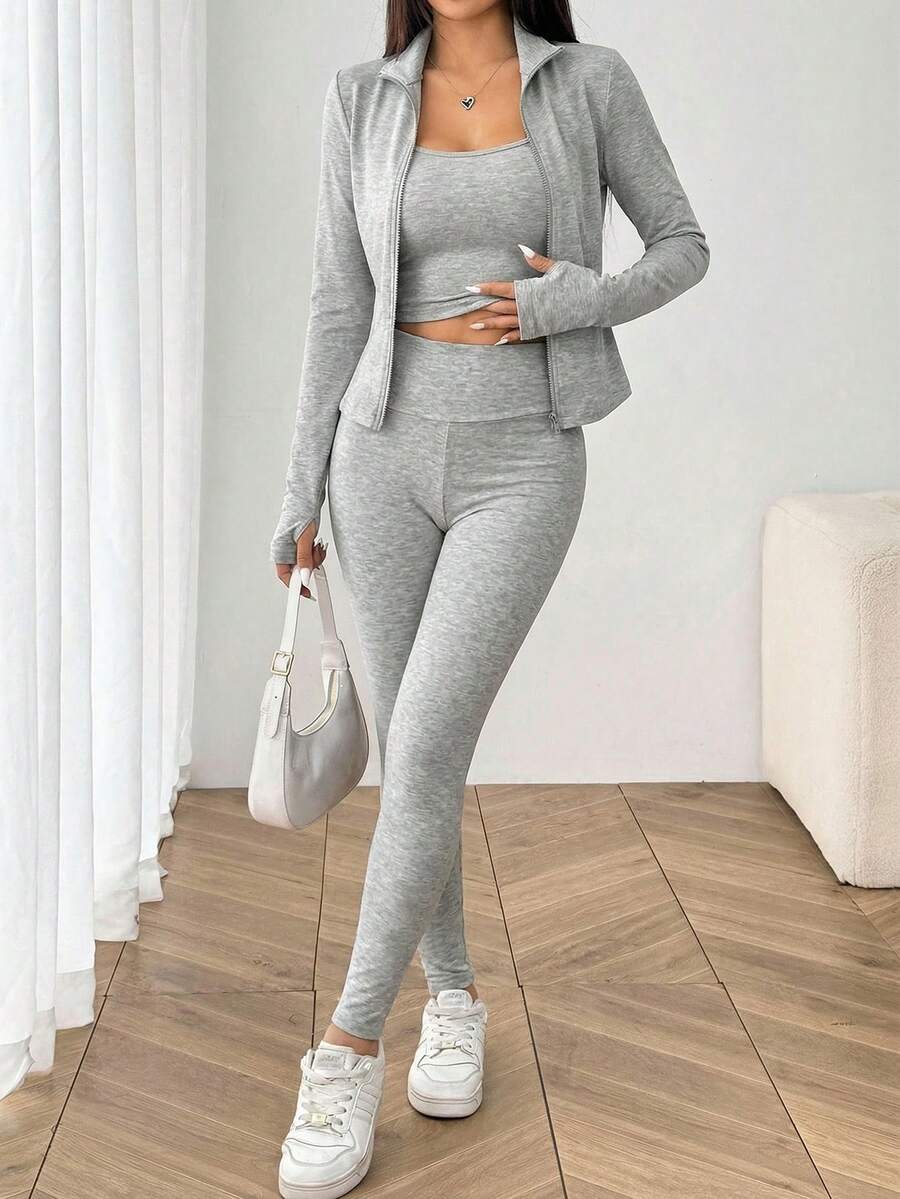 Agasalho Fitness Feminino com Zíper em Malha
