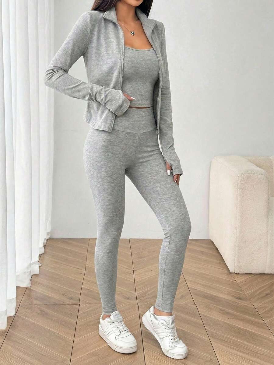 Agasalho Fitness Feminino com Zíper em Malha