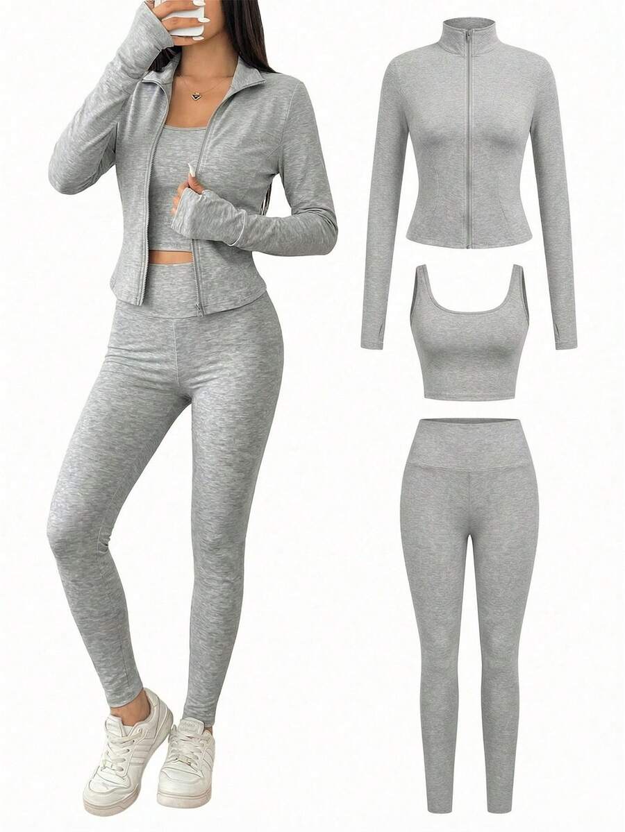 Agasalho Fitness Feminino com Zíper em Malha