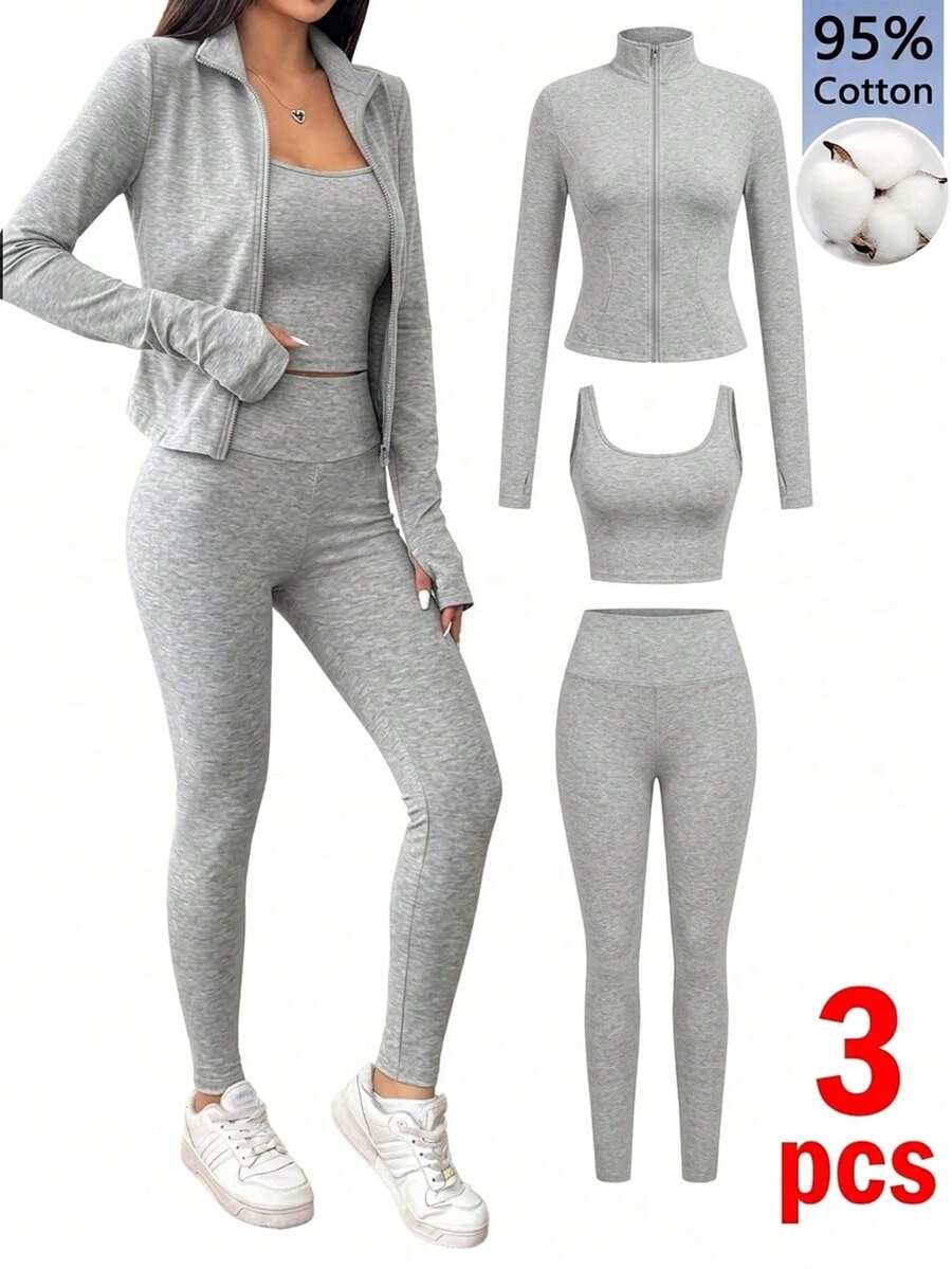 Agasalho Fitness Feminino com Zíper em Malha