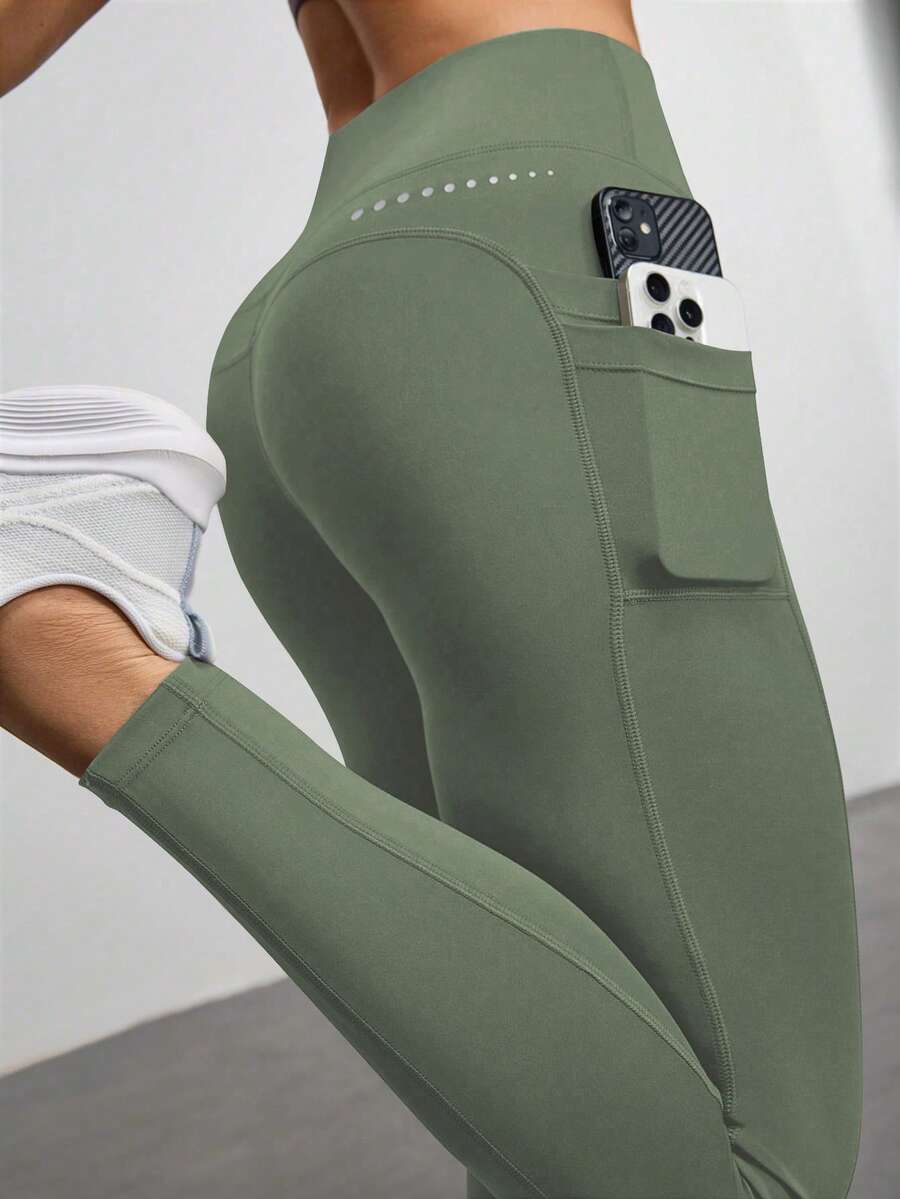 Legging Fitness Feminina com Bolso e Cintura Alta para Yoga