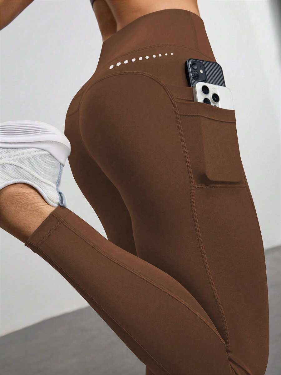 Legging Fitness Feminina com Bolso e Cintura Alta para Yoga