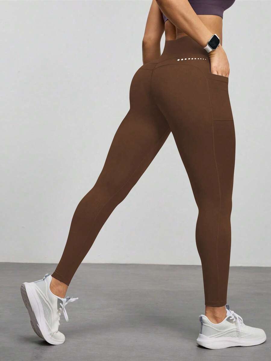 Legging Fitness Feminina com Bolso e Cintura Alta para Yoga