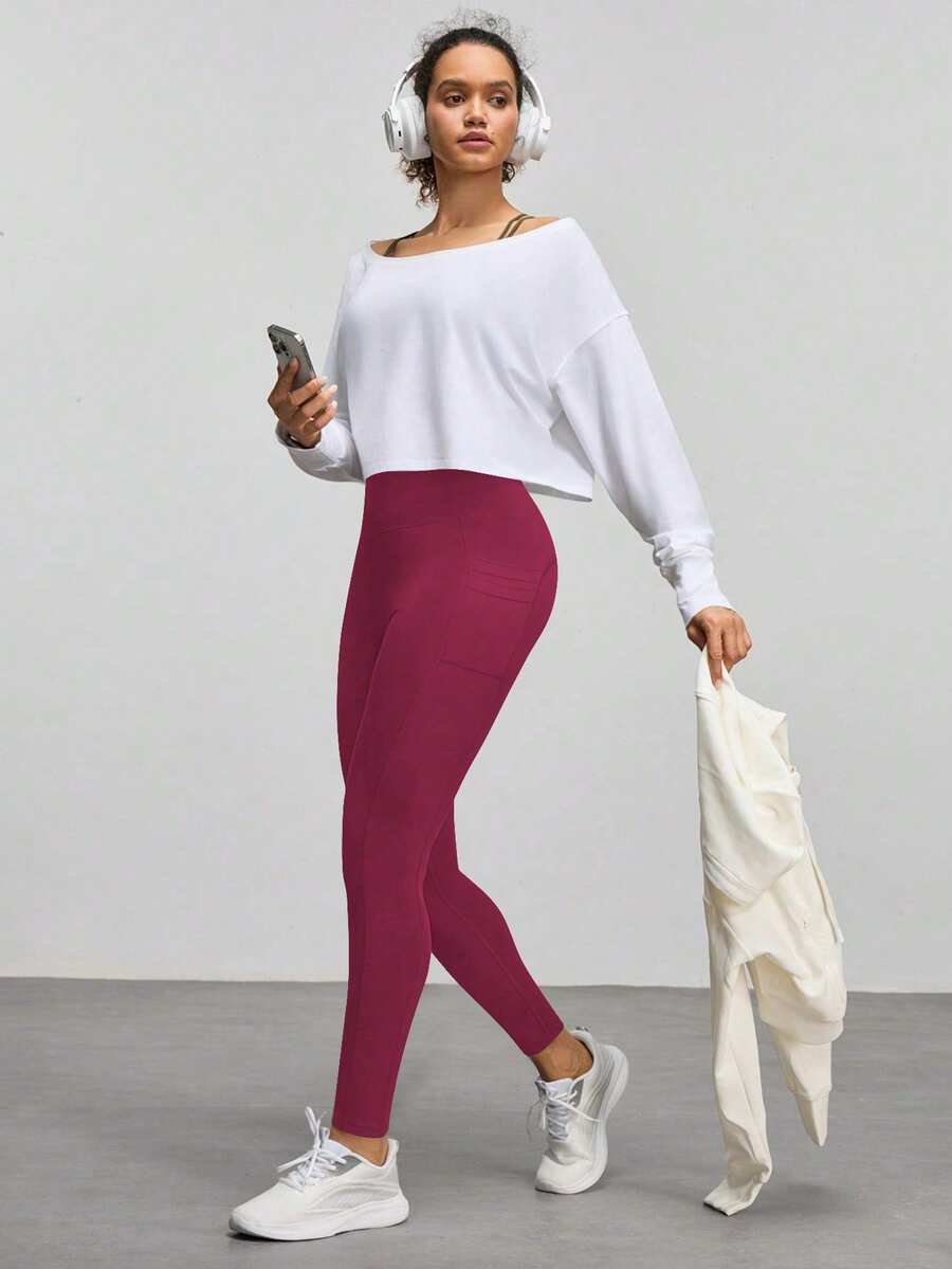 Legging Fitness Feminina com Bolso e Cintura Alta para Yoga