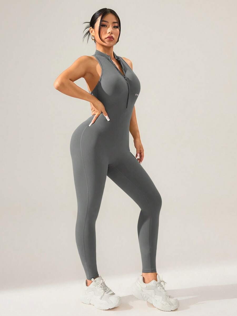 Macacão Fitness Feminino com Zíper para Treino