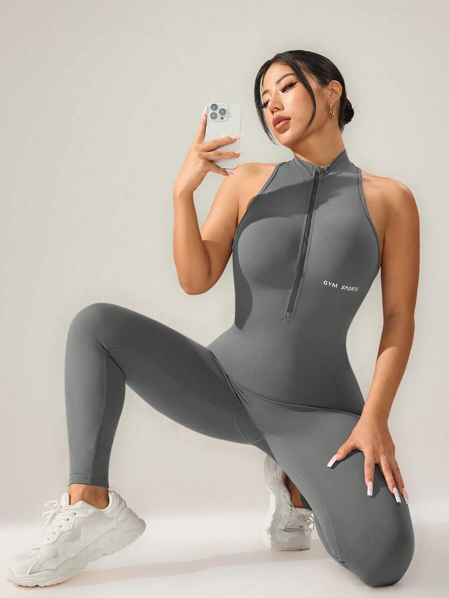 Macacão Fitness Feminino com Zíper para Academia