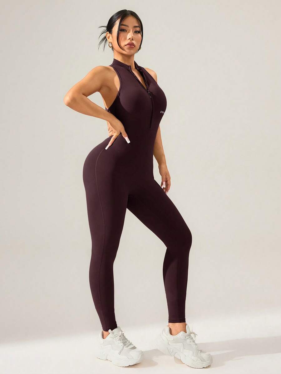 Macacão Fitness Feminino com Zíper para Academia