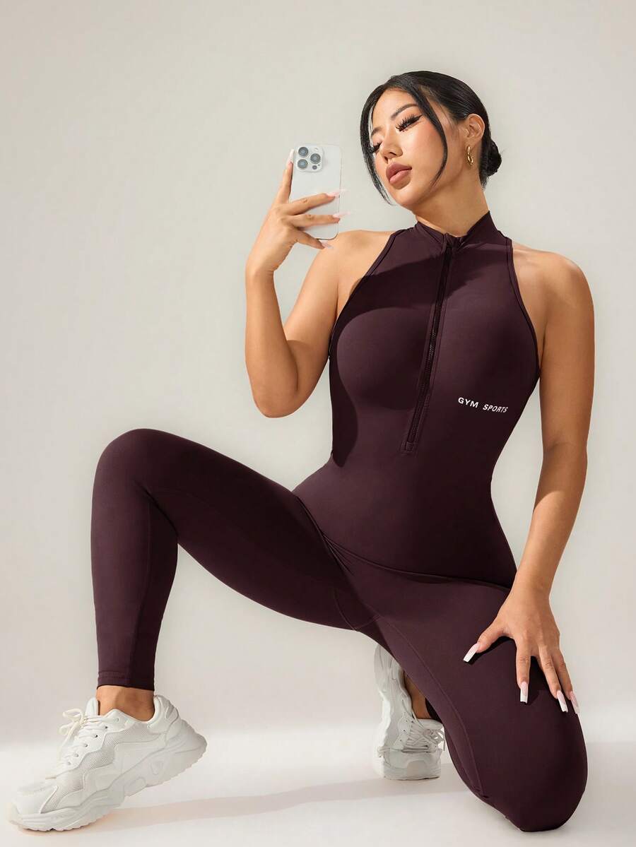 Macacão Fitness Feminino com Zíper para Treino