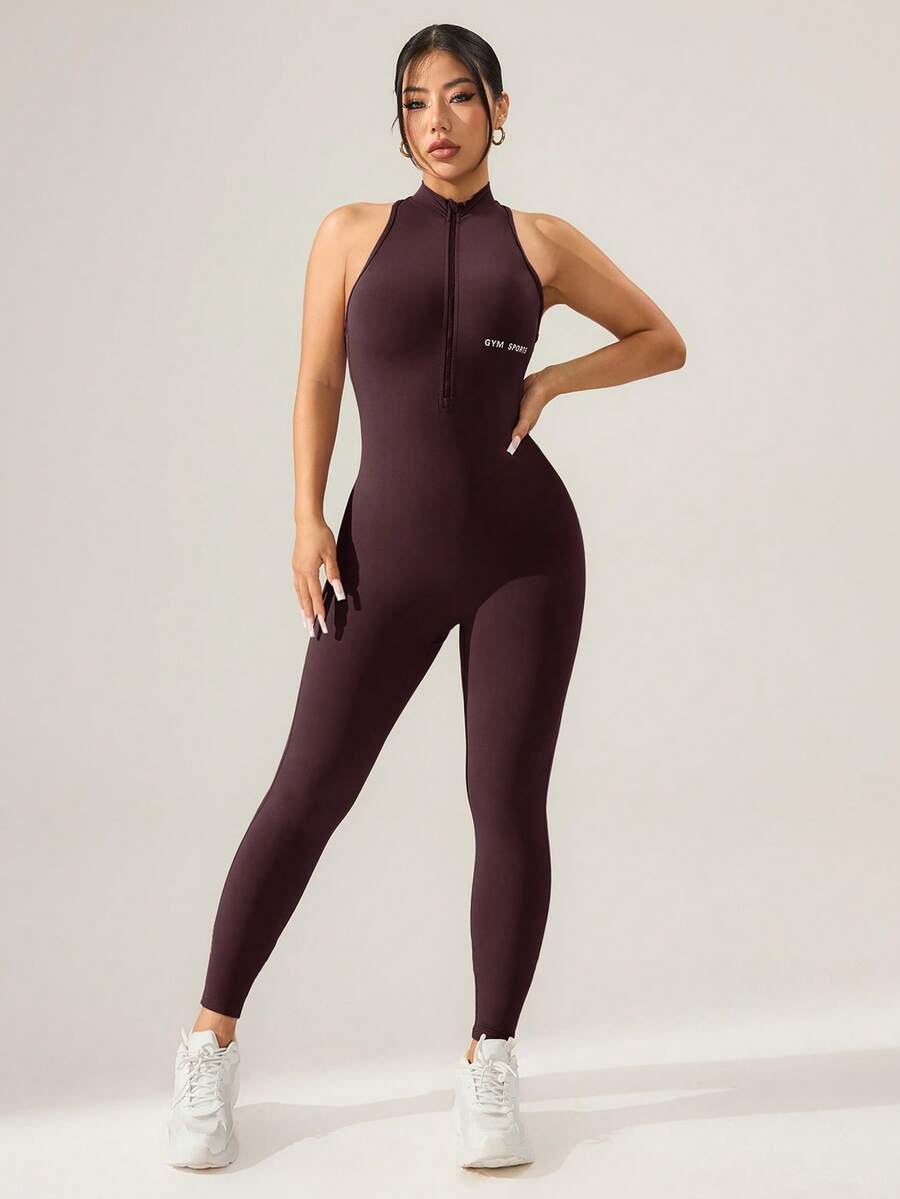 Macacão Fitness Feminino com Zíper para Treino
