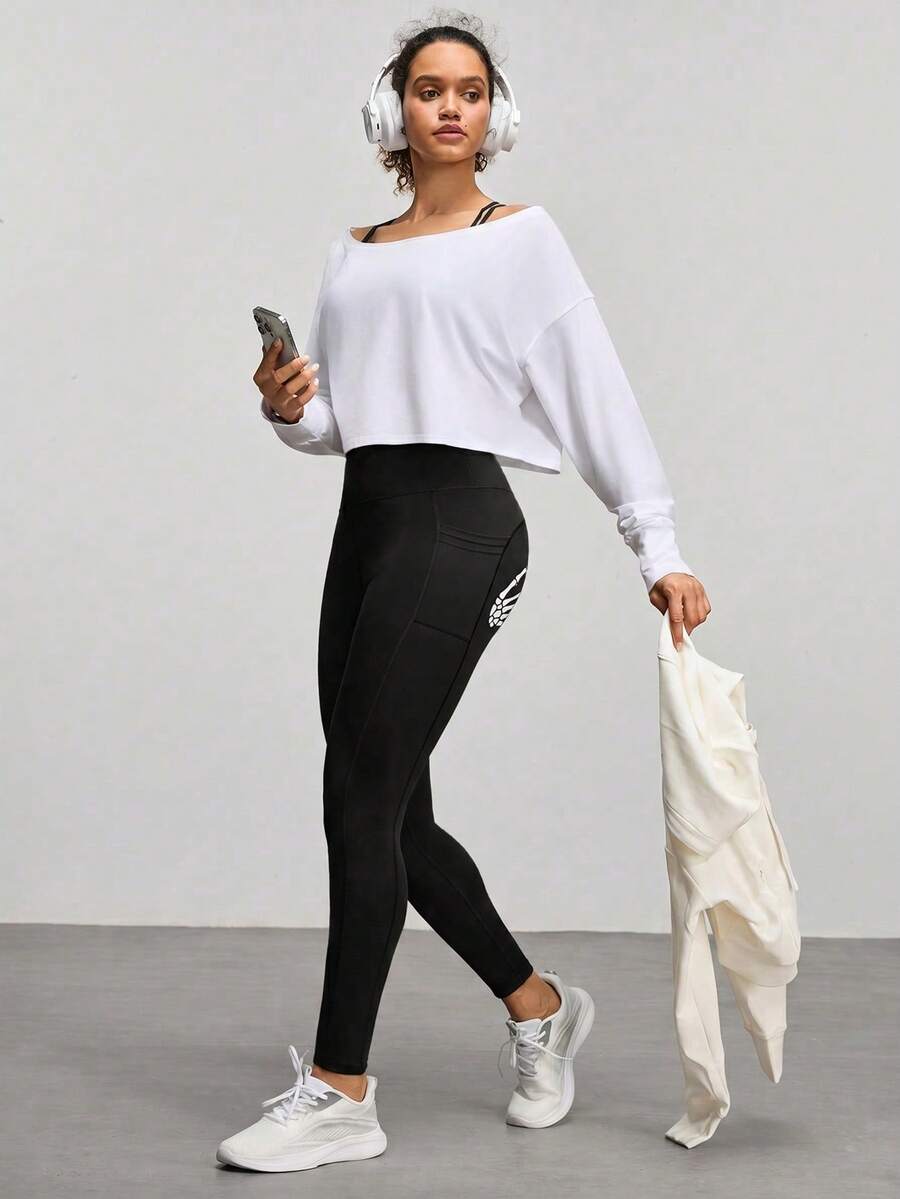 Legging Fitness Feminina com Bolso e Cintura Alta para Yoga