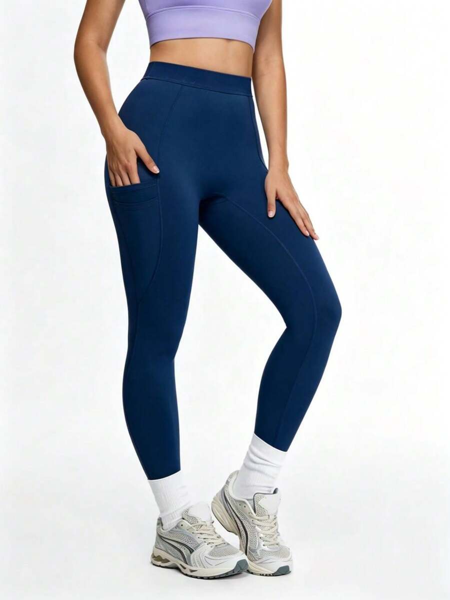 Legging Fitness Feminina com Bolso e Cintura Alta para Yoga