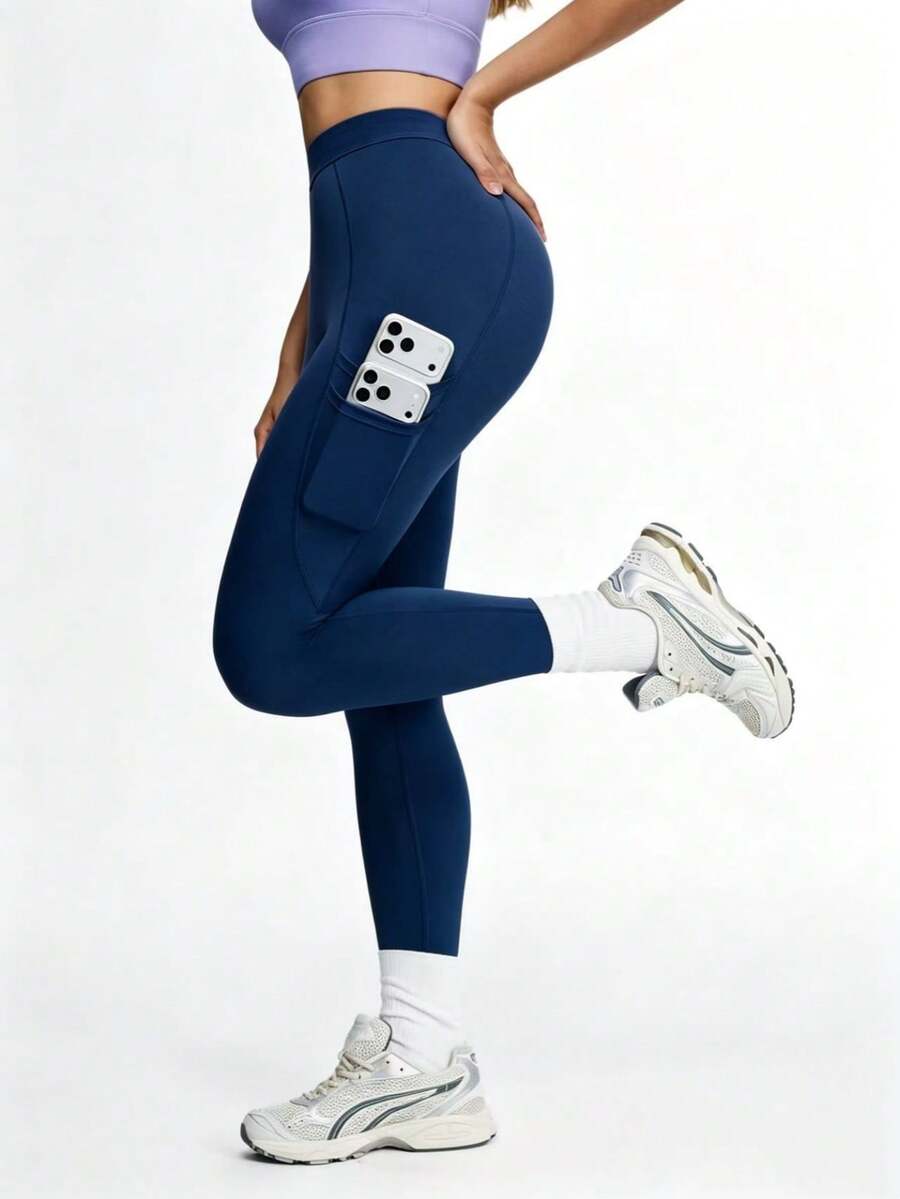 Legging Fitness Feminina com Bolso e Cintura Alta para Yoga