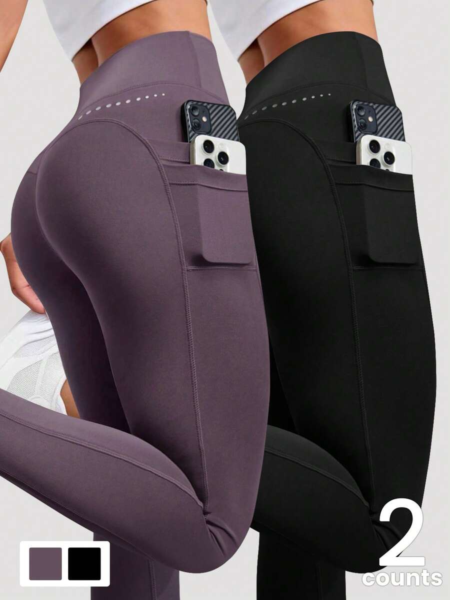 Legging Fitness Feminina com Bolso e Cintura Alta para Yoga