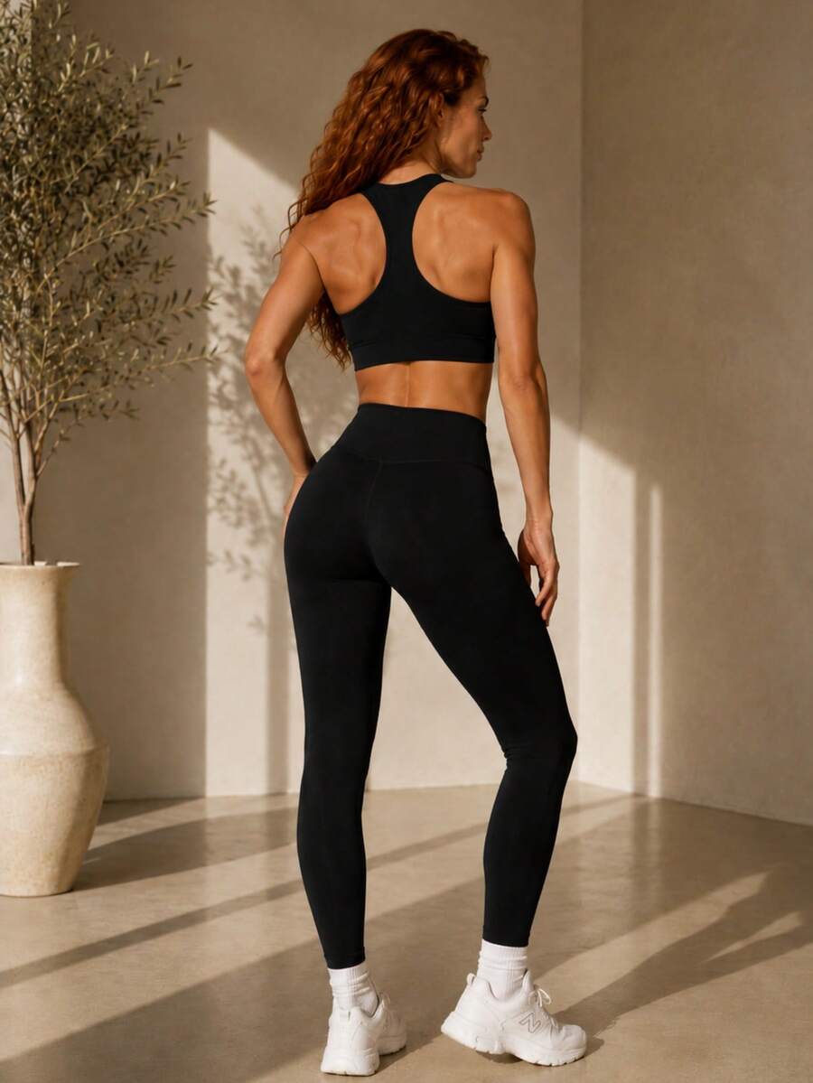 Conjunto Fitness Feminino Premium com Top e Legging de Cintura Alta