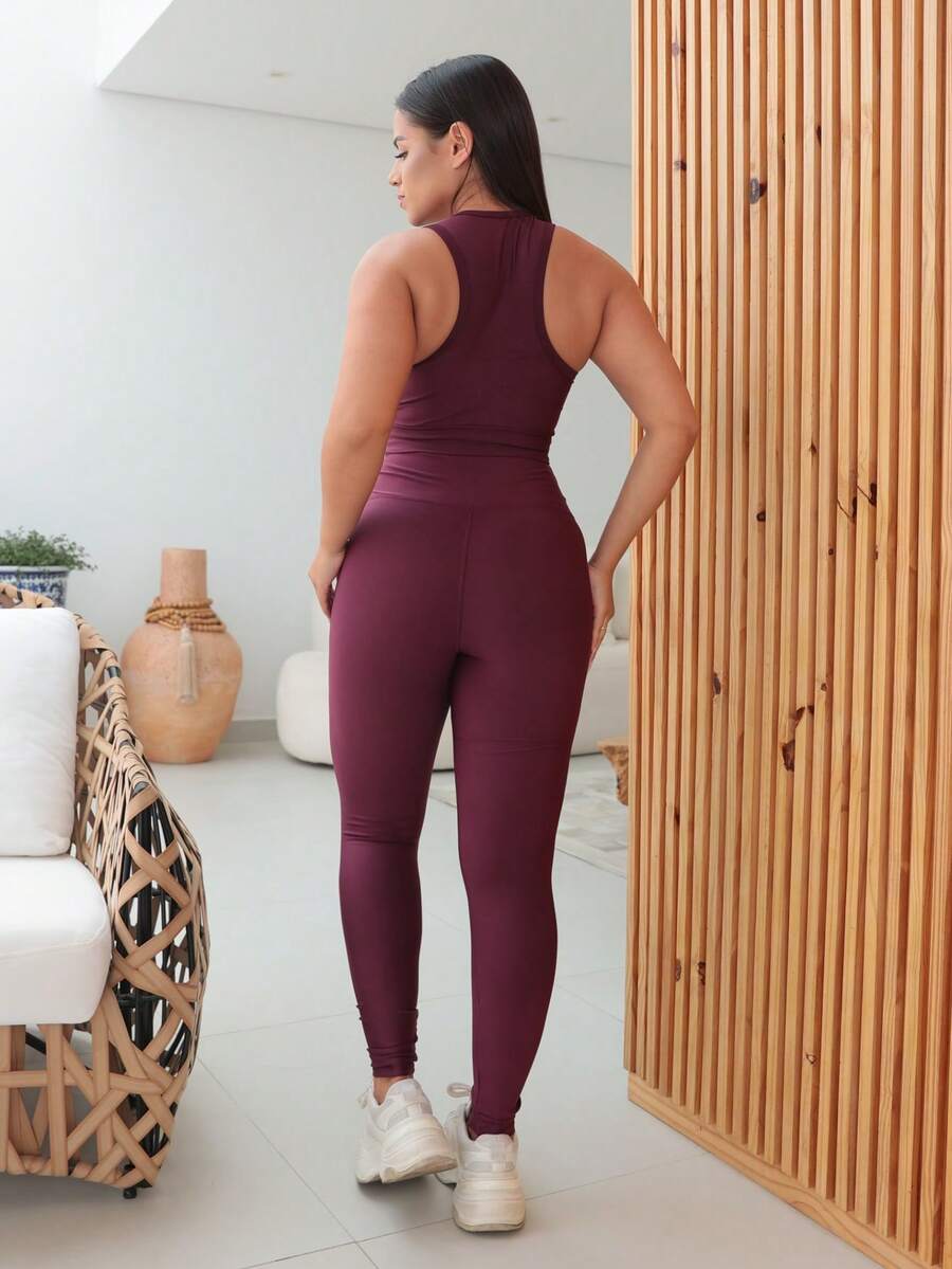 Conjunto Fitness Feminino Premium com Top e Legging de Cintura Alta