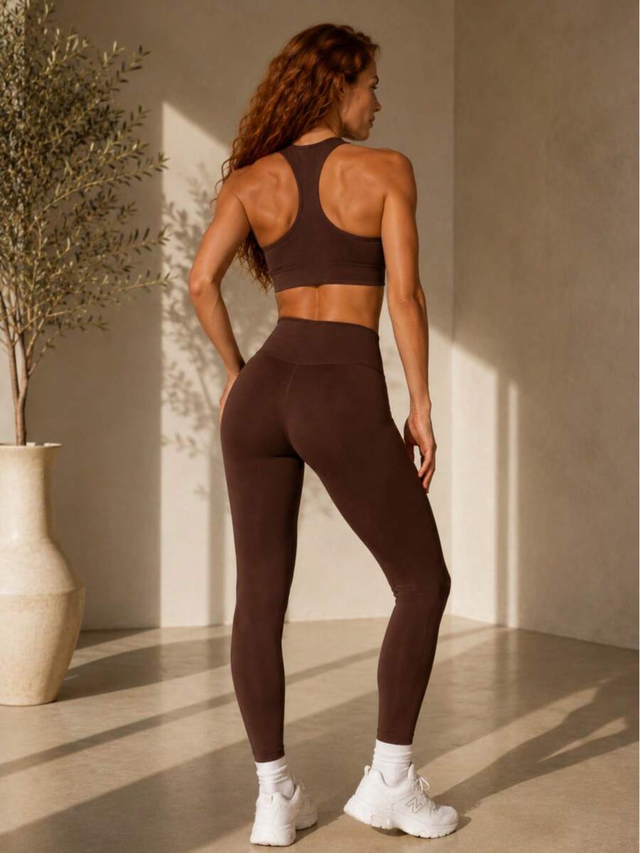 Conjunto Fitness Feminino Premium com Top e Legging de Cintura Alta