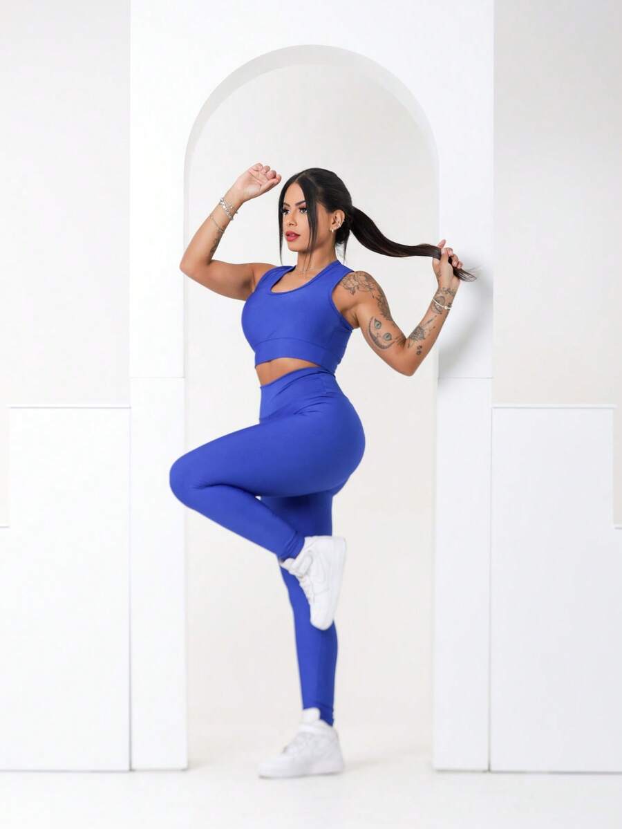 Conjunto Fitness Feminino Premium com Top e Legging de Cintura Alta