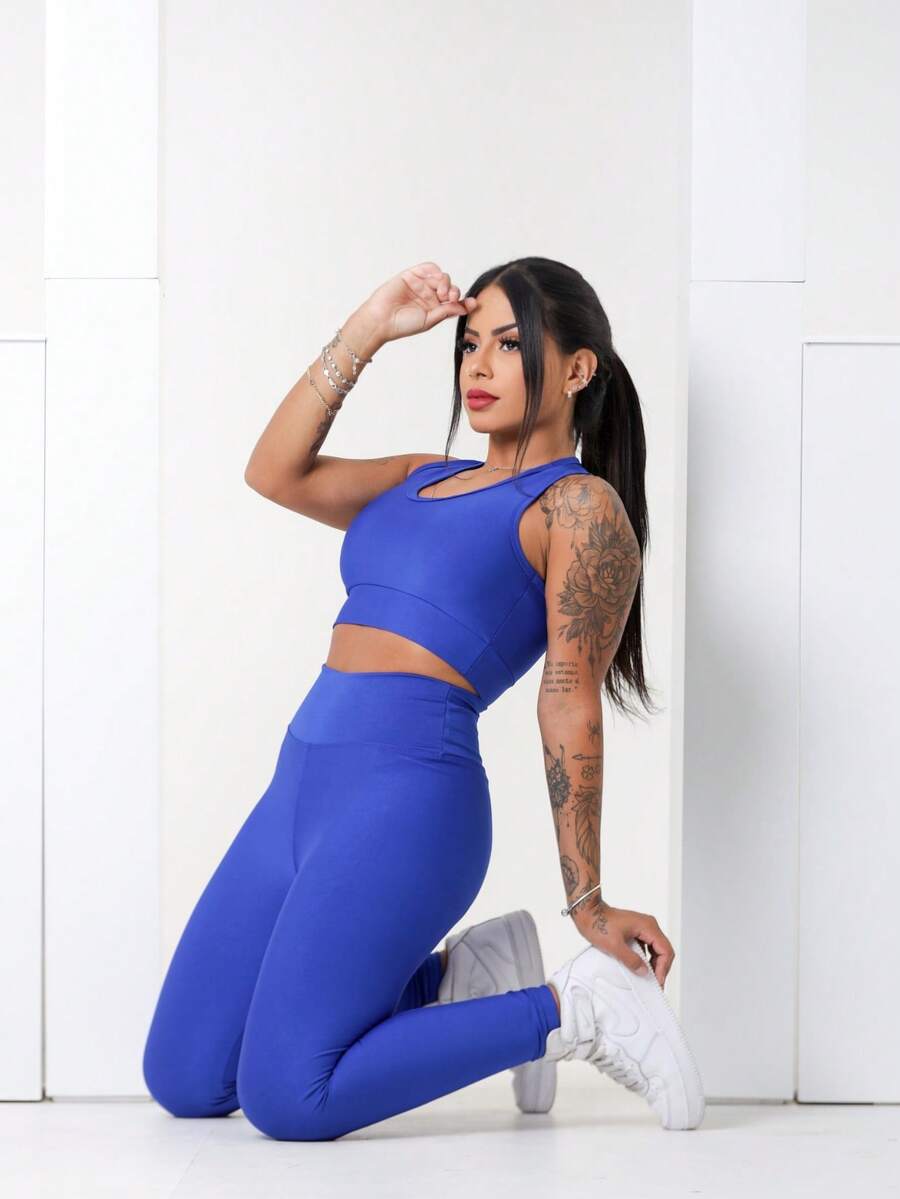 Conjunto Fitness Feminino Premium com Top e Legging de Cintura Alta