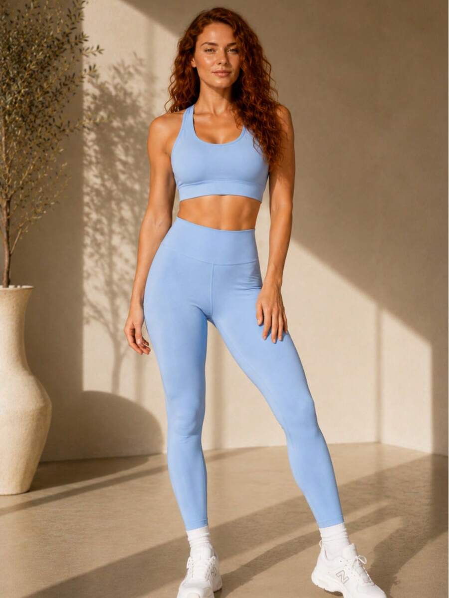 Conjunto Fitness Feminino Premium com Top e Legging de Cintura Alta