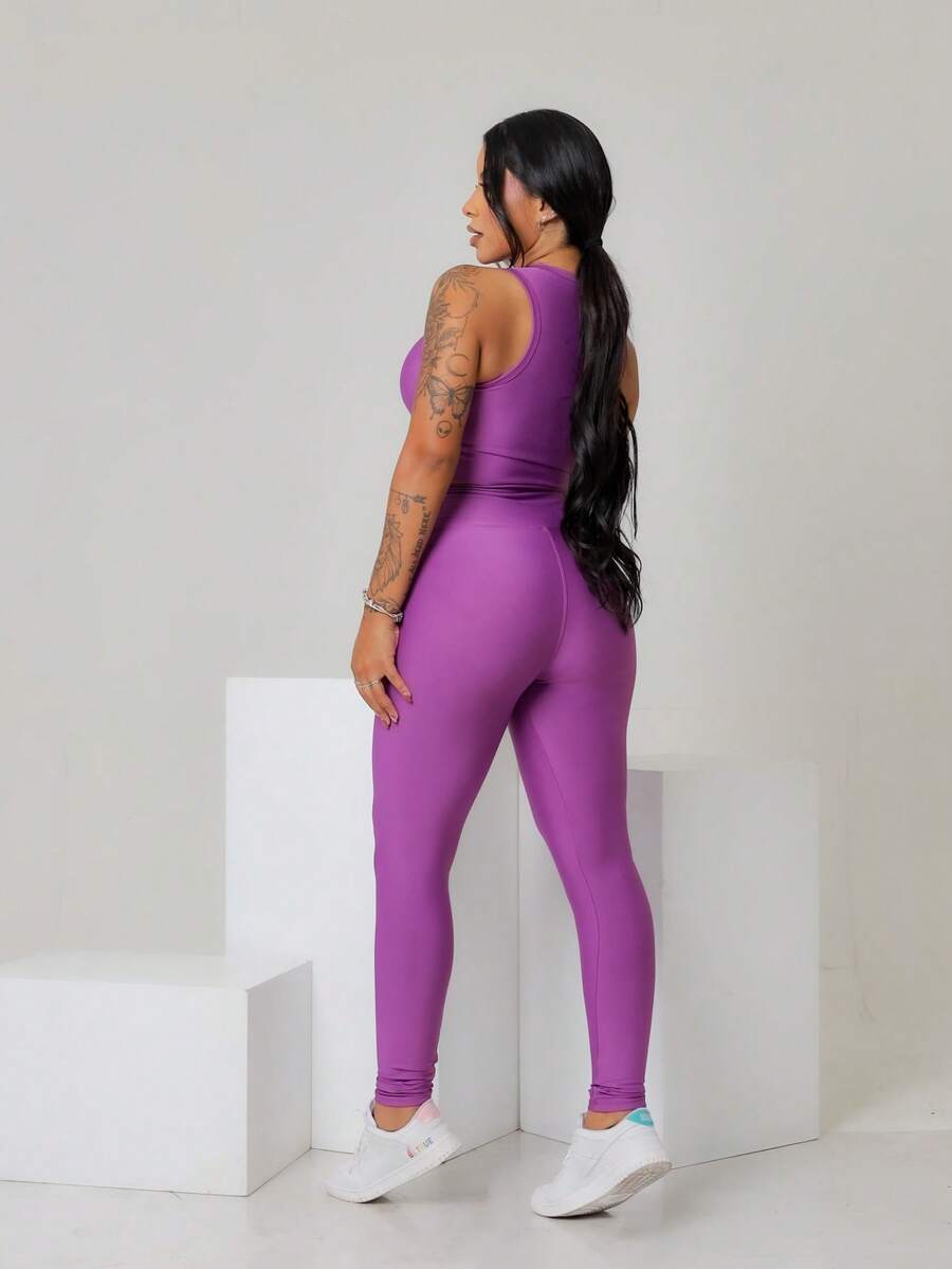 Conjunto Fitness Feminino Premium com Top e Legging de Cintura Alta