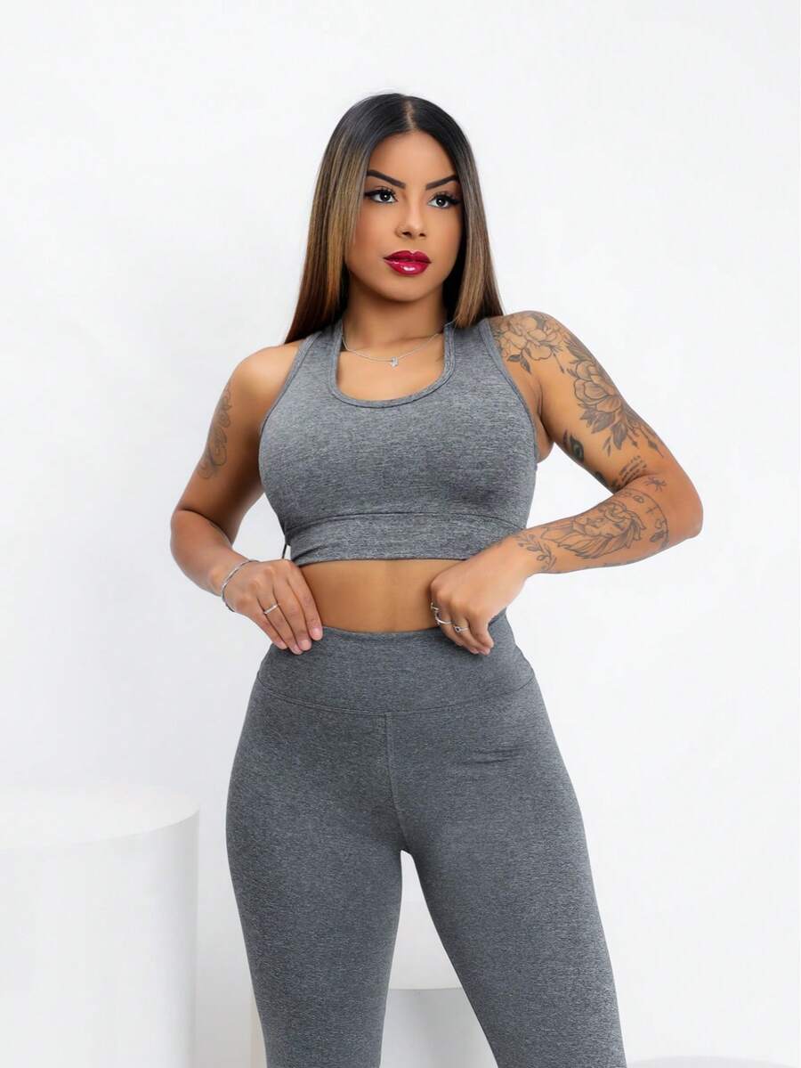 Conjunto Fitness Feminino Premium com Top e Legging de Cintura Alta