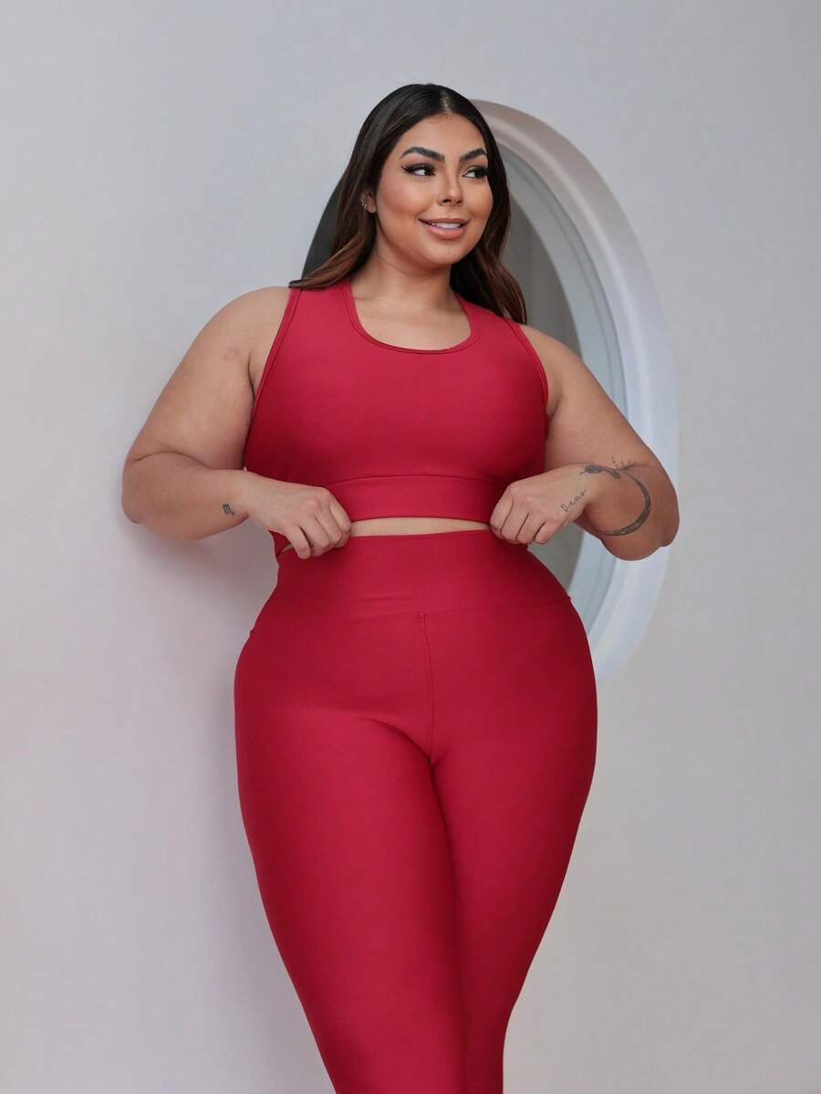 Conjunto Fitness Feminino Premium com Top e Legging de Cintura Alta