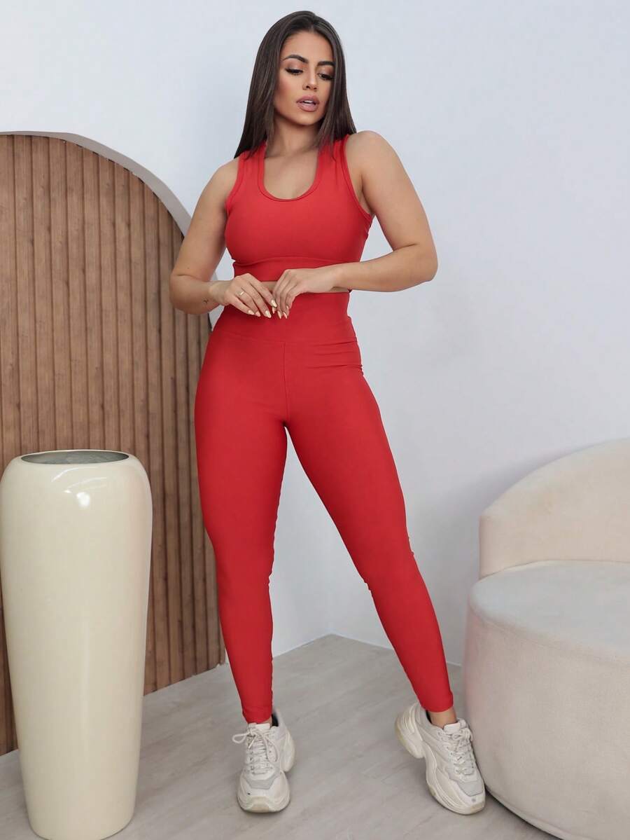 Conjunto Fitness Feminino Premium com Top e Legging de Cintura Alta
