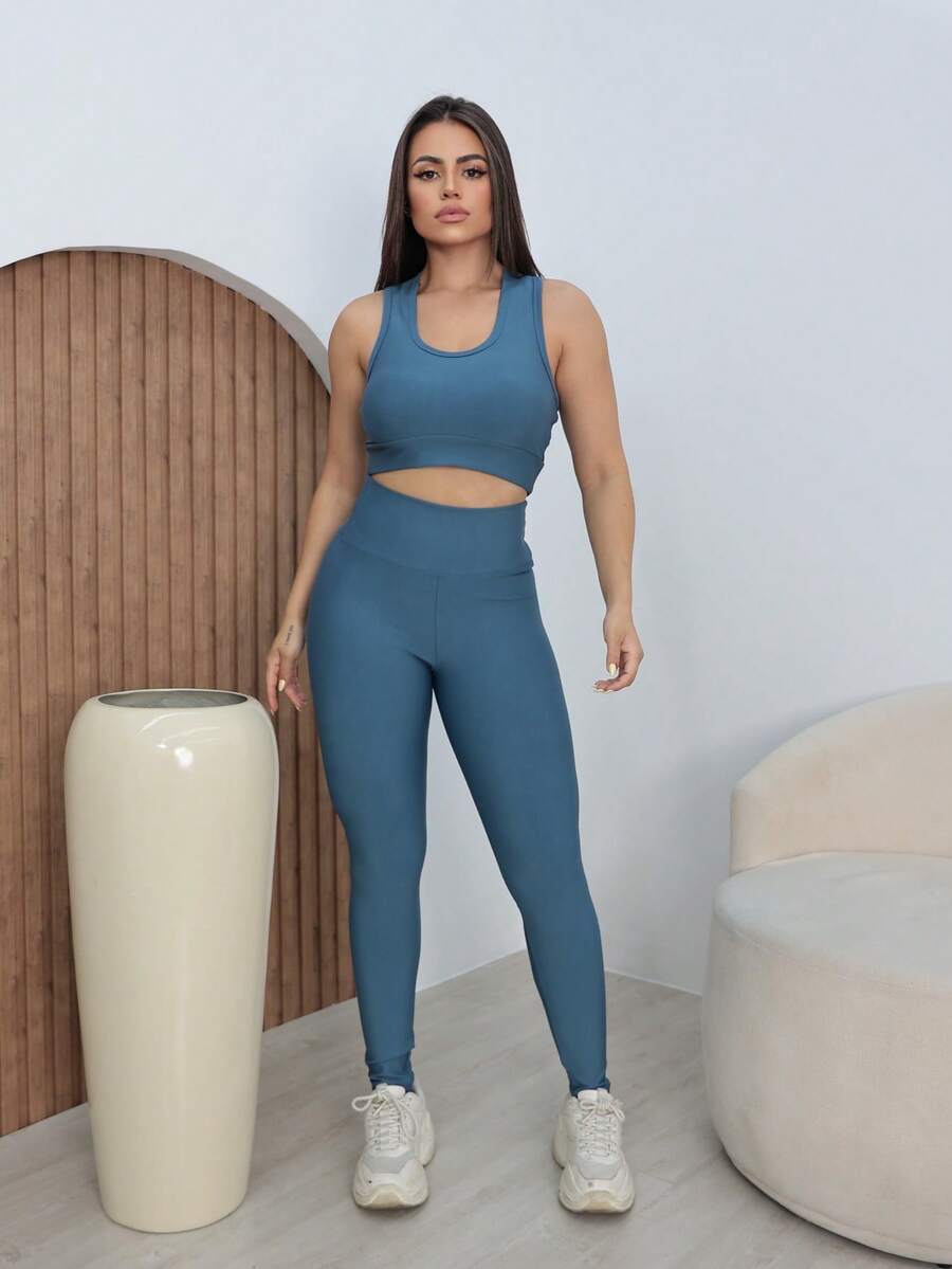 Conjunto Fitness Feminino Premium com Top e Legging de Cintura Alta