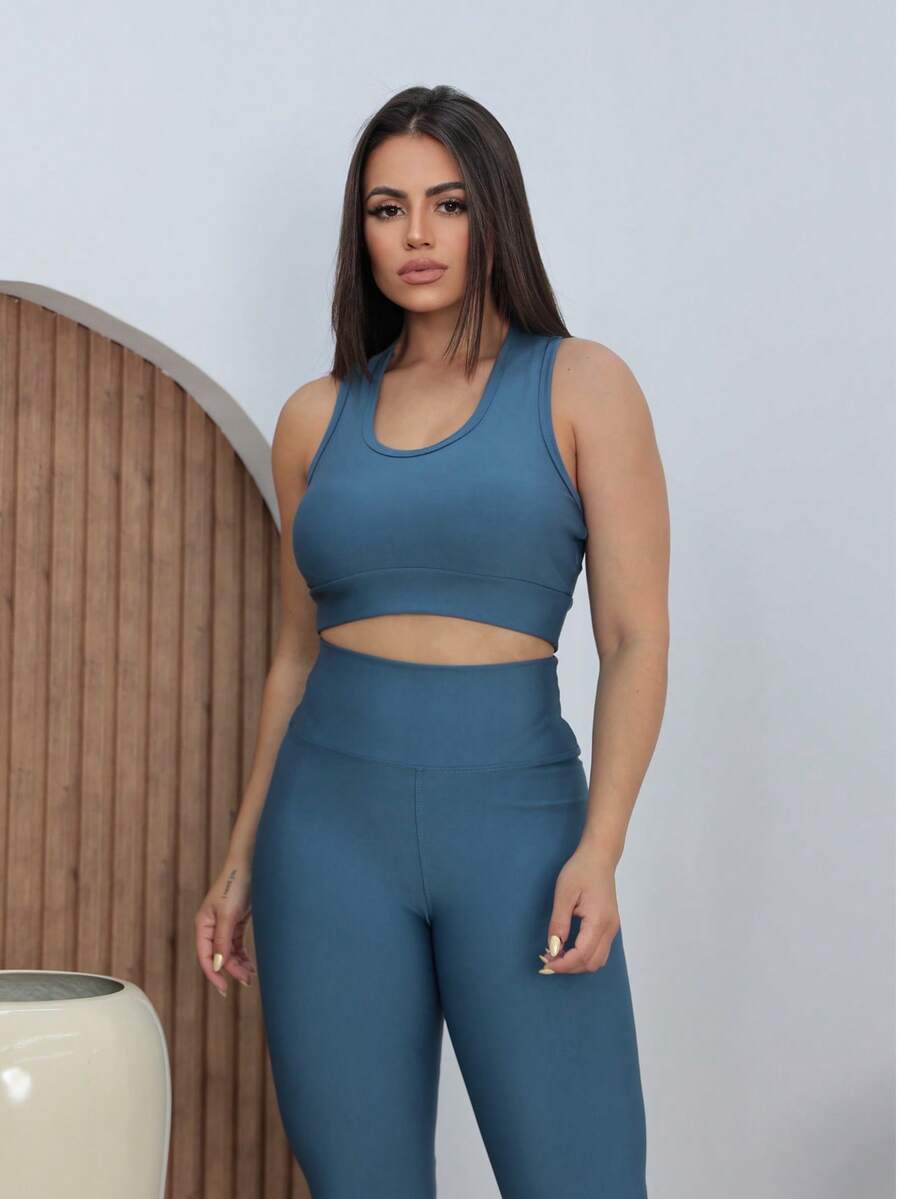 Conjunto Fitness Feminino Premium com Top e Legging de Cintura Alta