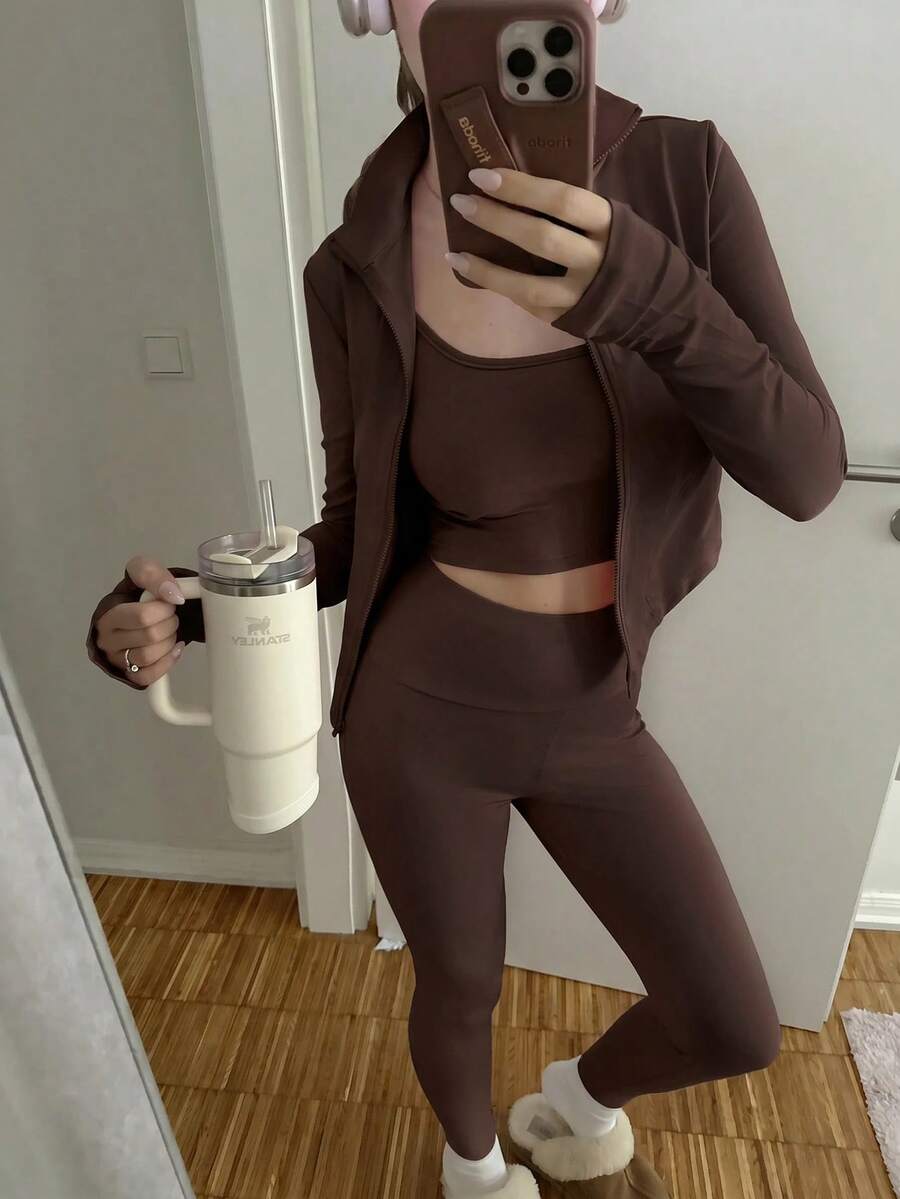 Agasalho Fitness Feminino com Zíper em Malha