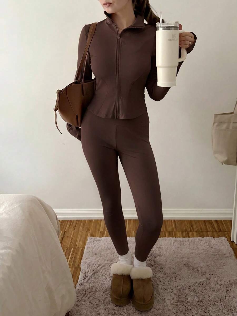 Agasalho Fitness Feminino com Zíper em Malha