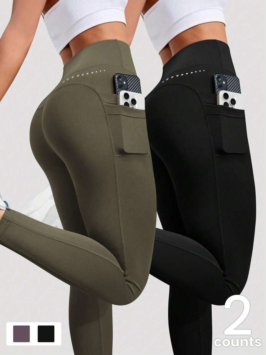 Legging Fitness Feminina com Bolso e Cintura Alta para Yoga