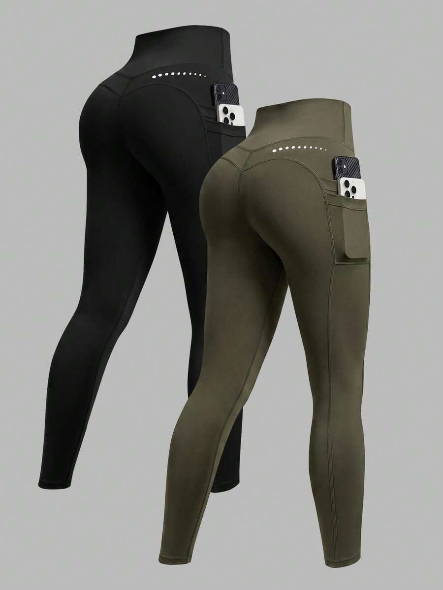 Legging Fitness Feminina com Bolso e Cintura Alta para Yoga