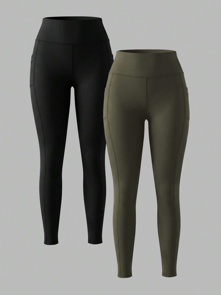 Legging Fitness Feminina com Bolso e Cintura Alta para Yoga