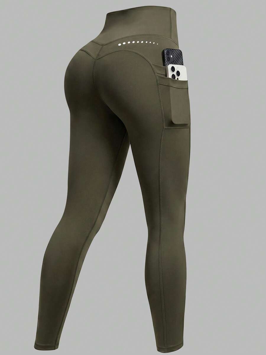 Legging Fitness Feminina com Bolso e Cintura Alta para Yoga