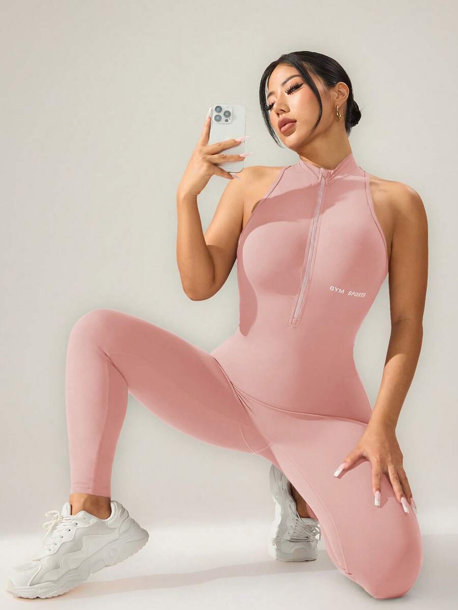 Macacão Fitness Feminino com Zíper para Academia