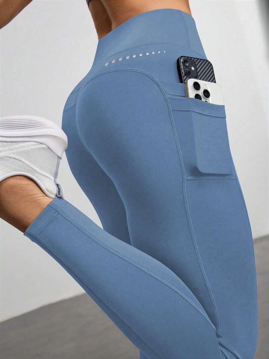 Legging Fitness Feminina com Bolso e Cintura Alta para Yoga