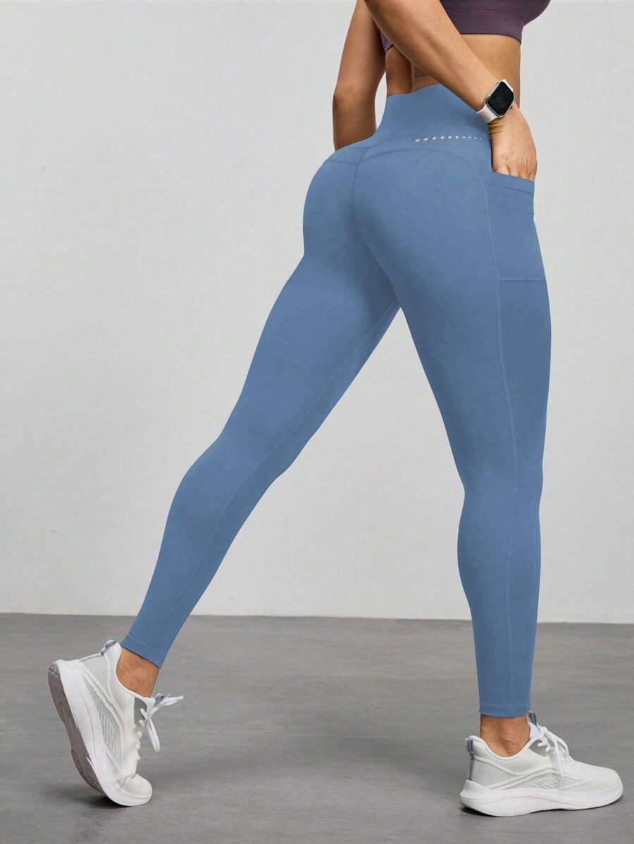 Legging Fitness Feminina com Bolso e Cintura Alta para Yoga