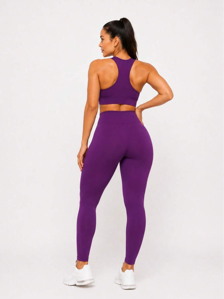 Conjunto Fitness Feminino Premium com Top e Legging de Cintura Alta