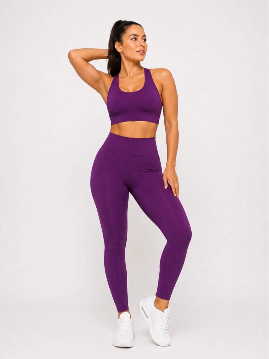 Conjunto Fitness Feminino Premium com Top e Legging de Cintura Alta
